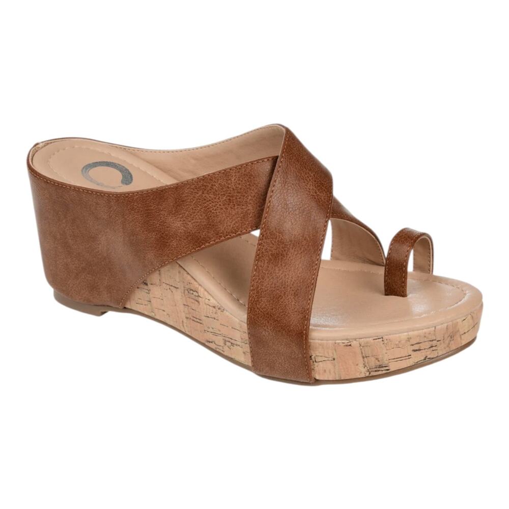 Journee Collection Women's Rayna Toe Ring Sandals Brown Size 8 1/2
